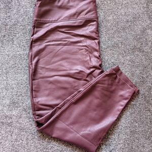 Straight Leg Faux Leather Pants in Mauve